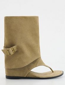 Zamszowe sandały z cholewką Reserved beżowe damskie 613CP-80X