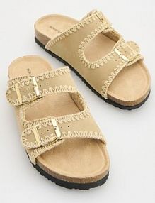 Klapki z imitacji skóry Reserved beżowe dziecięce 680DL-08X