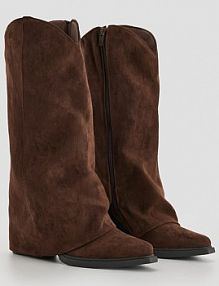 Brązowe kowbojki z imitacji zamszu House damskie 384HB-88X