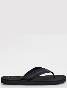 Czarne klapki japonki z materiałowymi paskami House męskie 625FF-99X