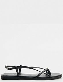 Czarne sandały z imitacji skóry ze srebrnym elementem House damskie 804DU-99X