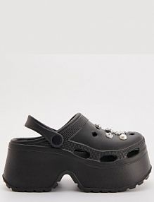 Czarne klapki na platformie w stylu chunky House damskie 805FS-99X