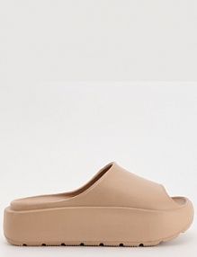 Beżowe gumowe klapki na platformie House brązowe damskie 807FS-88X