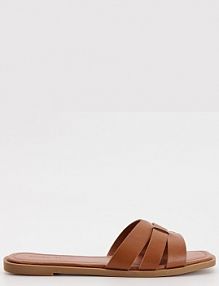 Brązowe klapki z imitacji skóry z kwadratowym noskiem House damskie 833DU-88X