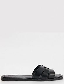 Czarne klapki z imitacji skóry z kwadratowym noskiem House damskie 833DU-99X