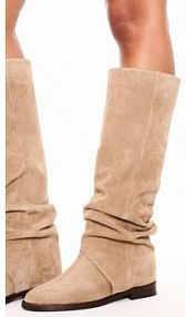 Kozaki Carinii beżowe damskie