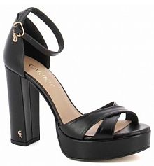 Sandały na słupku Carinii czarne beżowe