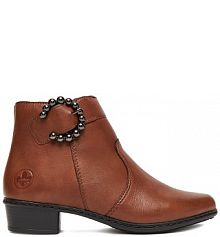 Botki na obcasie Rieker brązowe CEO-Y0797-24 BRĄZOWY