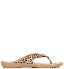 Klapki basenowe Crocs złote damskie KADEE II LEOPARD FLIP W 206398-98R