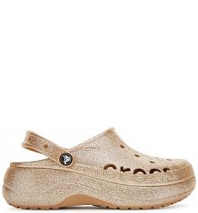 Klapki basenowe Crocs złote damskie BAYA PLATFORM CLOG 208459-212