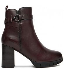 Botki na słupku Lasocki bordowy 