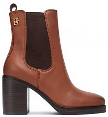 Botki na słupku Tommy Hilfiger brązowe 