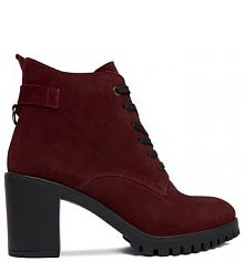 Botki na słupku Lasocki bordowy 