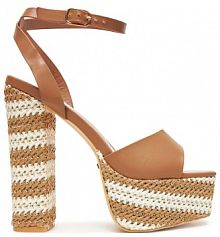 Sandały na słupku DeeZee brązowe 