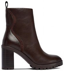 Botki na słupku JENNY brązowe 