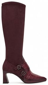 Kozaki na obcasie Hispanitas bordowy 