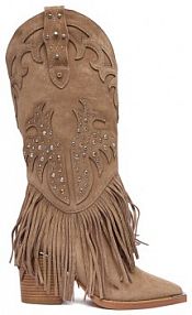 Kozaki na obcasie Alma En Pena beżowe 