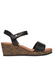 Sandały na koturnie Marco Tozzi czarne 