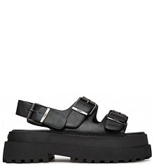 Sandały na koturnie Buffalo czarne 