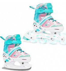 Rolki Łyżwy Figurowe Regulowane 2w1 Raven Zoya Świecące Kółka LED dziecięce