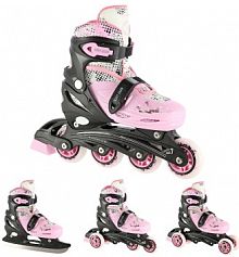 ŁYŻWOROLKI Z WYM. PŁOZĄ HOKEJOWĄ NILS EXTREME NH18331 4w1 dziecięce