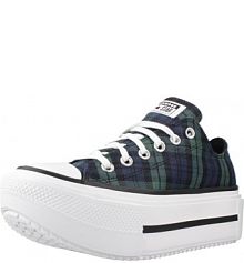 Buty CONVERSE CHUCK TAYLOR ALL STAR LIFT DOUBLE STACK PLATFORM PLAID Zielony damskie