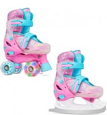 Wrotki Łyżwy 2w1 Regulowane Raven Caramell Kółka LED damskie