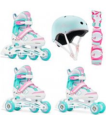 Zestaw Rolki Regulowane 3w1 Raven Lia Kółko LED Ochraniacze Verba Kask Essto dziecięce