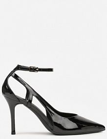 Czarne Szpilki Lakierowane z Wycięciami Fyriana Renee