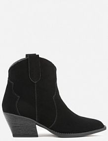 Czarne Botki Kowbojki na Stożku ze Skóry Naturalnej Liravetta Renee damskie