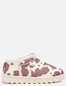 Brązowe w krowie łaty Niskie Śniegowce o Wsuwanym Fasonie Alodra Renee damskie