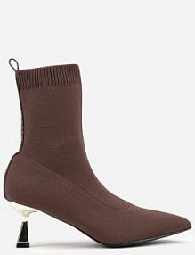 Brązowe Botki Vices na Metalicznej Kaczuszce z Elastyczną Cholewką Vamile Renee