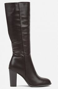 Ciemnobrązowe Eleganckie Kozaki VICES na Słupkowym Obcasie z Cholewką do Kolana Unenela