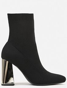 Czarno-Złote Skarpetkowe Botki VICES na Słupku w Eleganckim Stylu Rarana