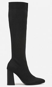 Czarne Skarpetkowe Kozaki VICES do Kolana na Słupku Rafenna