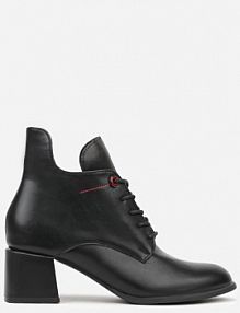 Czarne Asymetryczne Botki VICES na Obcasie ze Sznurowaną Cholewką Zalles