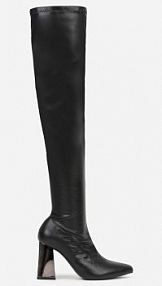 Czarne Eleganckie Kozaki Vices na Metalicznym Słupku z Dopasowaną Cholewką Nianesa