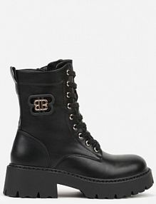 Czarne Botki Workery VICES z Metalicznym Zdobieniem na Cholewce Cevea damskie