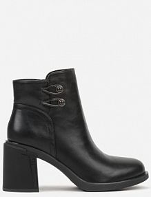 Czarne Basicowe Botki do Kostki VICES na Słupkowym Obcasie Naleasa