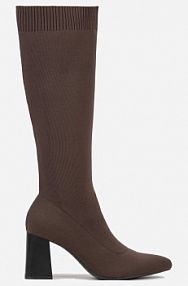 Brązowe Skarpetkowe Kozaki VICES na Słupkowym Obcasie Ralles