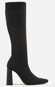 Czarne Kozaki VICES na Słupku ze Skarpetkową Cholewką Zevona