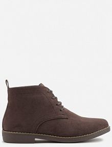 Brązowe Botki Vices o Klasycznym Fasonie Trzewików z Imitacji Zamszu Ativitta damskie