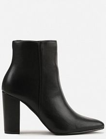 Czarne Klasyczne Botki na Słupku z Noskiem w Szpic Tavitta vices