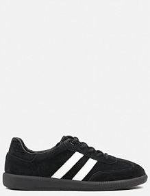 Czarno-Białe Płaskie Sneakersy ze Skóry Naturalnej z Ozdobnymi Paskami Nelarielis Renee damskie