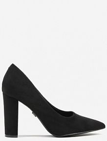 Czarne Czółenka Vices na Słupku ze Skórzaną Wkładką Pioana