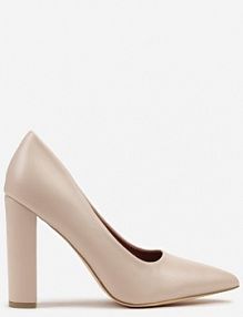 Beżowe Klasyczne Czółenka Vices na Słupkowym Obcasie ze Skórzaną Wkładką Divira