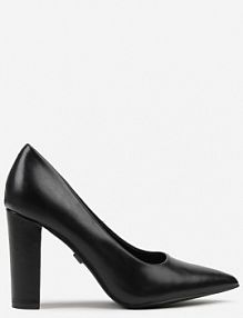 Czarne Czółenka Vices na Słupku z Wkładką ze Skóry Naturalnej Pioana