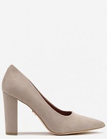 Ciemnobeżowe Czółenka Vices na Słupku Vices ze Skórzaną Wkładką Pioana