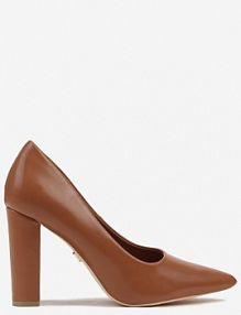 Brązowe Czółenka Vices na Słupku z Wkładką ze Skóry Naturalnej Pioana