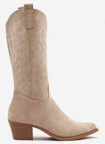 Ciemnobeżowe Botki Kowbojki na Stożku Nalomea marquiiz damskie